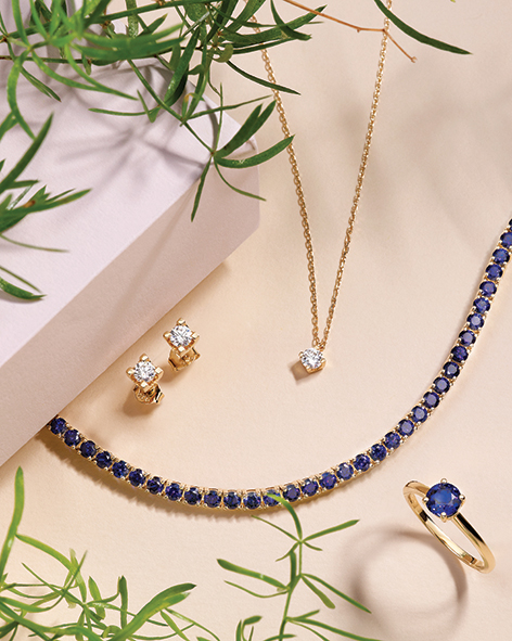 LiveDiamond FW22 4Griffe collection Diamond Necklace and earrings 4Griffe collection sapphire ring tennis collection sapphire bracelet still