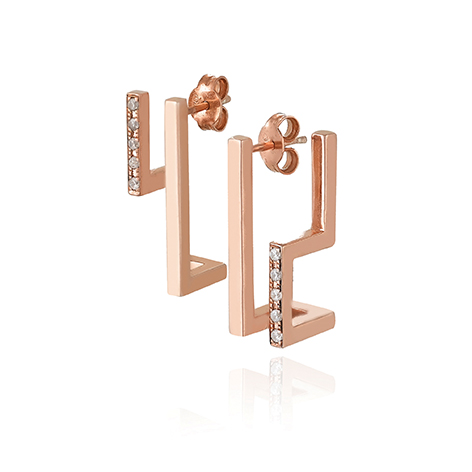 greek style maze earrings labyrinth square earrings rose gold